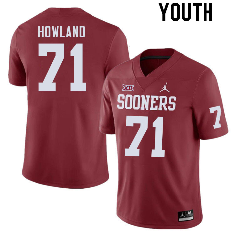 Youth #71 Logan Howland Oklahoma Sooners College Football Jerseys Stitched Sale-Crimson